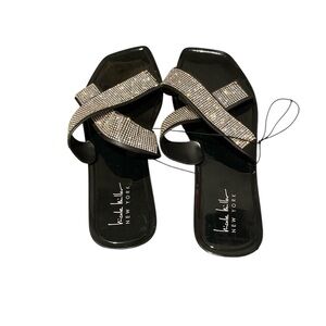 Nicole Miller Black Sandals with Crisscross Straps